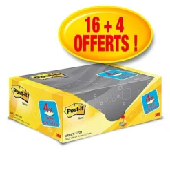 Post-it Pack Avantage De 20 Blocs De Notes Adhésives Classiques - 76 X 127 Mm - Couleur : Jaune