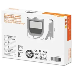 Projecteur Led, 20W Coloris Noir, Ledvance -Fournitures Bureau Boutique projecteur led 20w coloris noir ledvance 492220 4