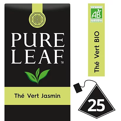 PURE LEAF Thé Vert Au Jasmin - 25 Sachets Pyramide 1 PURE LEAF Thé Vert Au Jasmin - 25 Sachets Pyramide