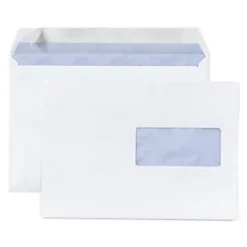 RAJA Enveloppe Blanche C5 162 X 229 Mm80g Avec Fenêtre 45 X 100 Mm Fermeture Bande Auto-adhésive - Boîte De 500