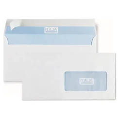RAJA Enveloppe Extra-blanche DL 110 X 220 Mm 80g Avec Fenêtre 45 X 100 Mm Bande Autoadhésive - Boîte De 500