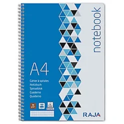 RAJA Notebook - Cahier à Spirales 180 Pages A4 70 G/m²- Petits Carreaux 5x5 Mm (lot De 5)