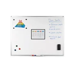 RAJA Tableau Blanc Magnétique Effaçable à Sec Surface émailléé - 100 Cm X 150 Cm - Cadre Aluminium