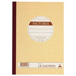 REGISTRES LE DAUPHIN Manifold Autocopiant 'Facture', Triple Exemplaires 21x14,8 Cm, 50 Pages - Lot De 5