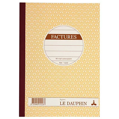 REGISTRES LE DAUPHIN Manifold Autocopiant 'Facture', Triple Exemplaires 21x14,8 Cm, 50 Pages - Lot De 5 1 REGISTRES LE DAUPHIN Manifold Autocopiant 'Facture', Triple Exemplaires 21x14,8 Cm, 50 Pages - Lot De 5