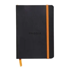 Rhodia Carnet Souple Rhodiarama A5 (14,8 X 21 Cm) 160 Pages Réglure Point DOT De 90 G/m² - Couverture Noire Avec élastique