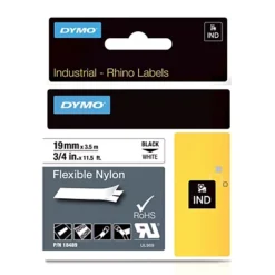 Ruban Nylon Dymo 19 Mm X 3,5 M Coloris Blanc Pour Titreuse Rhino 4200