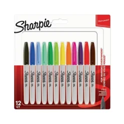 Sharpie Fine Marqueur Permanent Pointe Ogive 0,9 Mm - 12 Couleurs Assorties