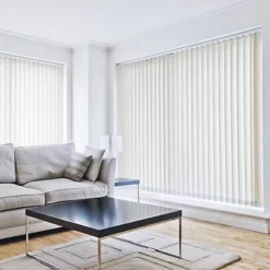 Store à Bandes Verticales Sur Mesure, Lames Largeur 127 Mm En Polyester Tamisant Coloris Beige