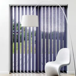 Store à Bandes Verticales Sur Mesure, Lames Largeur 127 Mm En Polyester Tamisant Coloris Gris Anthracite