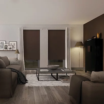 Store Enrouleur Sur Mesure, Tissu Screen Anti-chaleur, Coloris Chocolat 1 Store Enrouleur Sur Mesure, Tissu Screen Anti-chaleur, Coloris Chocolat