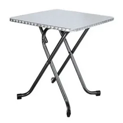 Table Pliante LORRAINE Inox - L. 70 X P. 70 Cm, Plateau , Piétements Noir