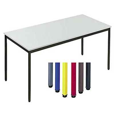 Table Polyvalente Rectangle - L. 160 X P. 80 Cm - Plateau Gris - Pieds Bleu 1 Table Polyvalente Rectangle - L. 160 X P. 80 Cm - Plateau Gris - Pieds Bleu