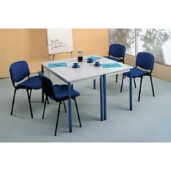 Table Rectangulaire 120 X 60 Cm Plateau Gris / Pieds Bleus -Fournitures Bureau Boutique table rectangulaire 120 x 60 cm plateau gris pieds bleus 826292 3