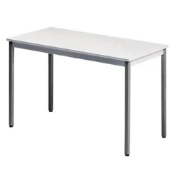 Table Rectangulaire 120 X 60 Cm Plateau Gris / Pieds Gris