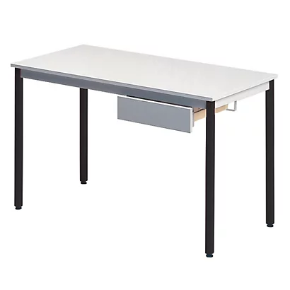 Table Rectangulaire 120 X 60 Cm Plateau Gris / Pieds Noirs 2 Table Rectangulaire 120 X 60 Cm Plateau Gris / Pieds Noirs – Image 2