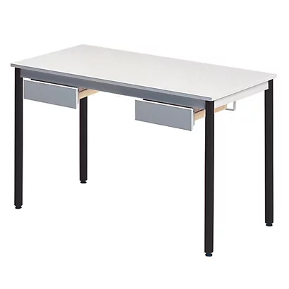 Table Rectangulaire 120 X 60 Cm Plateau Gris / Pieds Noirs 3 Table Rectangulaire 120 X 60 Cm Plateau Gris / Pieds Noirs – Image 3