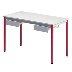 Table Rectangulaire 120 X 60 Cm Plateau Gris / Pieds Rouges -Fournitures Bureau Boutique table rectangulaire 120 x 60 cm plateau gris pieds rouges 826294 2