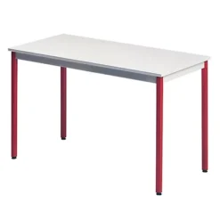 Table Rectangulaire 120 X 60 Cm Plateau Gris / Pieds Rouges