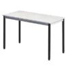 Table Rectangulaire 140 X 70 Cm Plateau Gris / Pieds Noirs