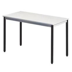 Table Rectangulaire 140 X 70 Cm Plateau Gris / Pieds Noirs