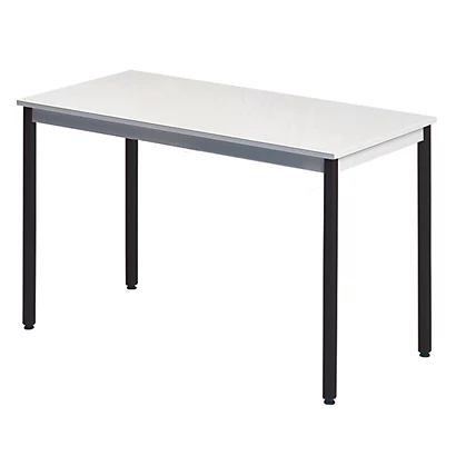 Table Rectangulaire 140 X 70 Cm Plateau Gris / Pieds Noirs 1 Table Rectangulaire 140 X 70 Cm Plateau Gris / Pieds Noirs