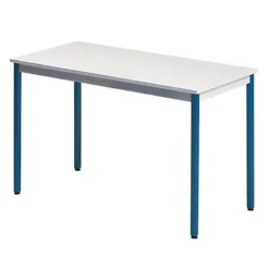 Table Rectangulaire 160 X 80 Cm Plateau Gris / Pieds Bleus