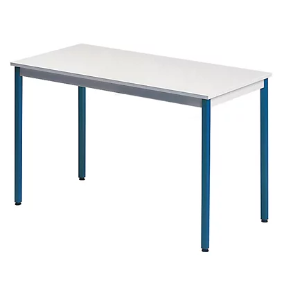 Table Rectangulaire 160 X 80 Cm Plateau Gris / Pieds Bleus 1 Table Rectangulaire 160 X 80 Cm Plateau Gris / Pieds Bleus