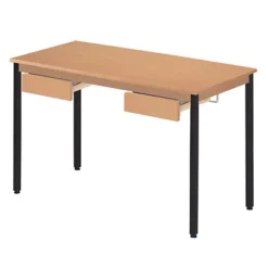 Table Rectangulaire 160 X 80 Cm Plateau Hêtre / Pieds Noirs -Fournitures Bureau Boutique table rectangulaire 160 x 80 cm plateau h tre pieds noirs 826391 4
