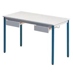 Table Rectangulaire 180 X 80 Cm Plateau Gris / Pieds Bleus -Fournitures Bureau Boutique table rectangulaire 180 x 80 cm plateau gris pieds bleus 826412 2
