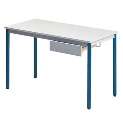Table Rectangulaire 180 X 80 Cm Plateau Gris / Pieds Bleus -Fournitures Bureau Boutique table rectangulaire 180 x 80 cm plateau gris pieds bleus 826412 3
