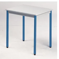 Table Rectangulaire 70 X 60 Cm Plateau Gris / Pieds Bleus