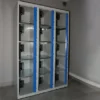 Vestiaire 3 X 5 Cases Gris/ Bleu Portes Plexi à Serrure E10 à Code électronique