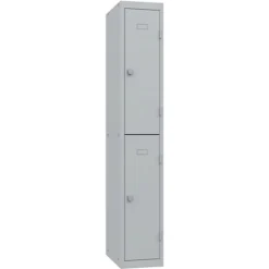 Vestiaire Budget 2 Casiers - Elément Départ - Corps Gris - Portes Gris