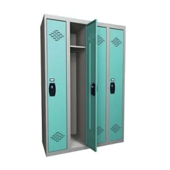 Vestiaire Monobloc Industrie Propre 4 Cases Toit Plat, Corps Gris / Portes Vertes
