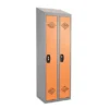 Vestiaires Monobloc Confort Industrie Propre 2 Cases, Toit Incliné, Gris / Orange