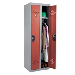 Vestiaires Monobloc Confort Industrie Propre 2 Cases, Toit Plat, Gris / Rouge