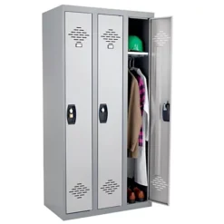 Vestiaires Monobloc Confort Industrie Propre 3 Cases, Toit Plat, Gris / Gris