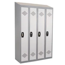 Vestiaires Monobloc Confort Industrie Propre 4 Cases, Toit Incliné, Gris / Gris