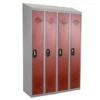 Vestiaires Monobloc Confort Industrie Propre 4 Cases, Toit Incliné, Gris / Rouge