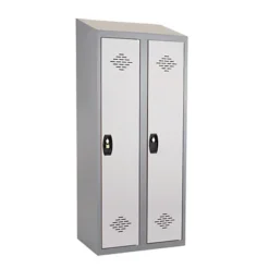 Vestiaires Monobloc Confort Industrie Salissante 2 Cases, Toit Incliné, Gris / Gris