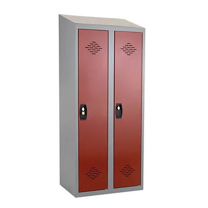 Vestiaires Monobloc Confort Industrie Salissante 2 Cases, Toit Incliné, Gris / Rouge 1 Vestiaires Monobloc Confort Industrie Salissante 2 Cases, Toit Incliné, Gris / Rouge