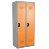 Vestiaires Monobloc Confort Industrie Salissante 2 Cases, Toit Plat, Gris / Orange