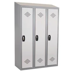 Vestiaires Monobloc Confort Industrie Salissante 3 Cases, Toit Incliné, Gris / Gris