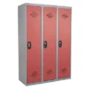 Vestiaires Monobloc Confort Industrie Salissante 3 Cases, Toit Plat, Gris / Rouge