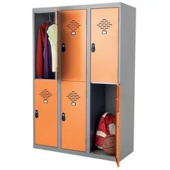 Vestiaires Multicases Monoblocs 3 Colonnes 2 Cases Gris / Orange Largeur 300 Mm